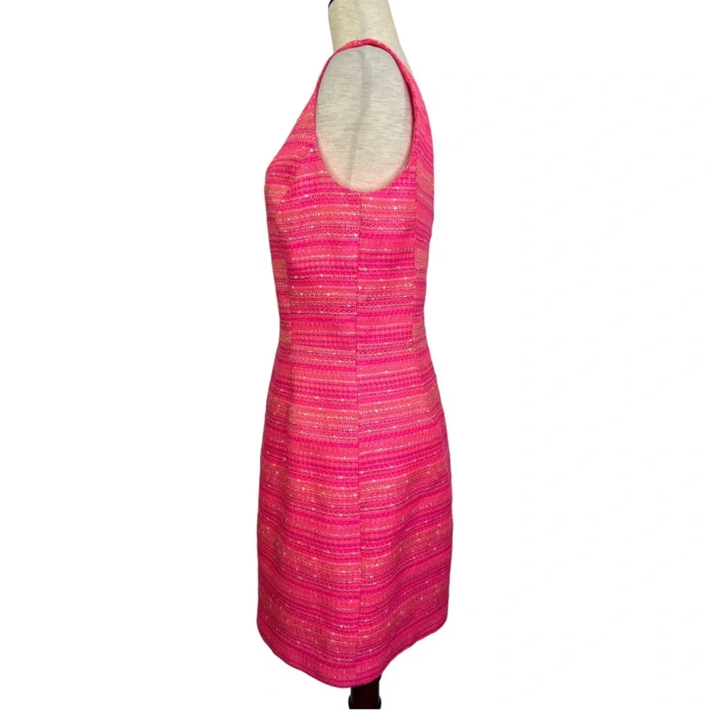 LILLY PULITZER LAIDLEY NEON PINK METALLIC BOUCLE SLEEVELESS DRESS SZ 10 - Picture 5 of 8